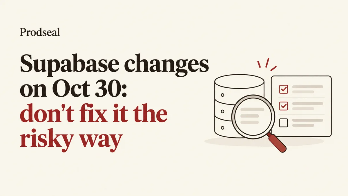 Supabase changes on Oct 30: don’t fix it the risky way.